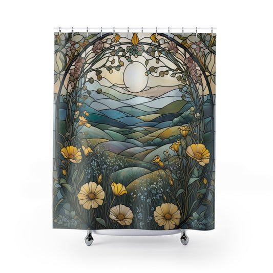 StainedGlass Floral Shower Curtain 1