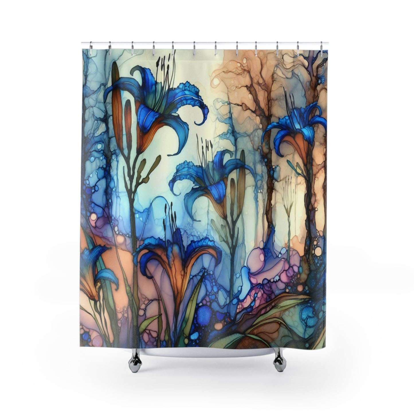 Blue Day Lilies Shower Curtain 1